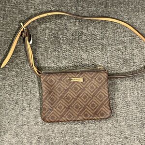 Brown Geometric Crossbody Bag